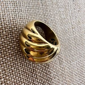 Polished Brass statement ring. Size 6